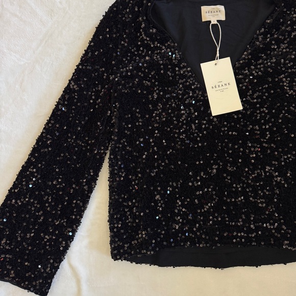 NWT sézane shiny sequin blouse - Picture 2 of 5